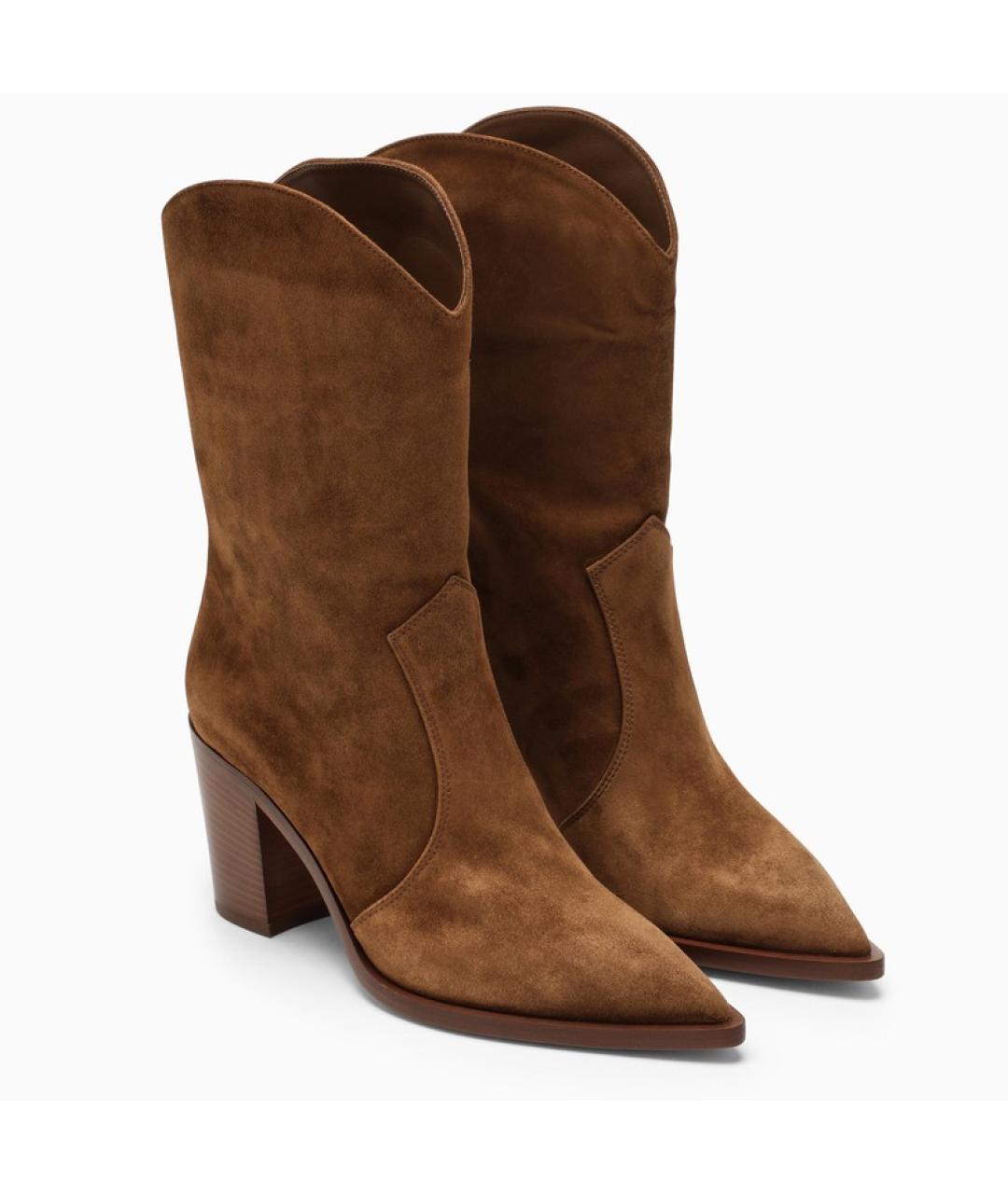 GIANVITO ROSSI Коричневые кожаные ботинки, фото 2