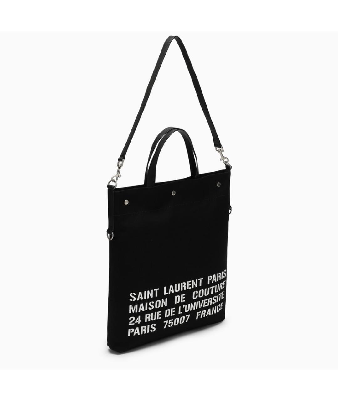 SAINT LAURENT Черная тканевая сумка тоут, фото 4