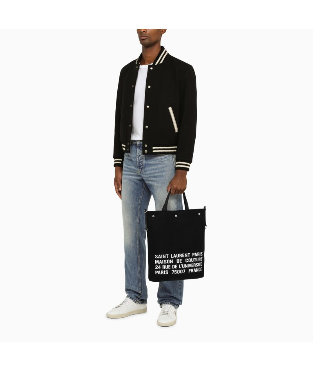 SAINT LAURENT Черная тканевая сумка тоут, фото 3