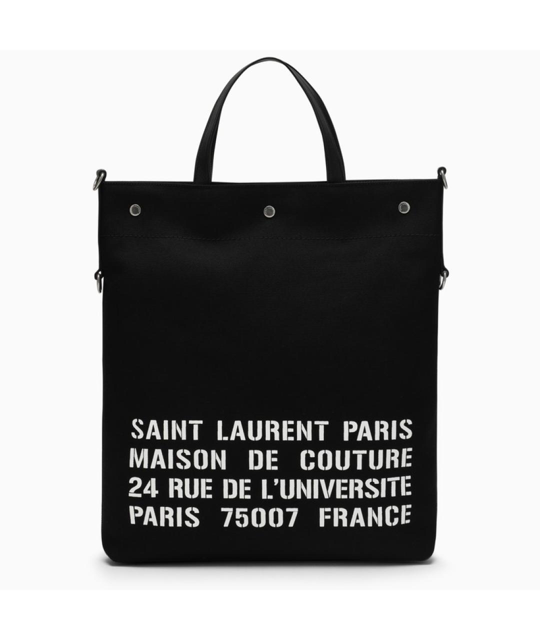 SAINT LAURENT Черная тканевая сумка тоут, фото 1