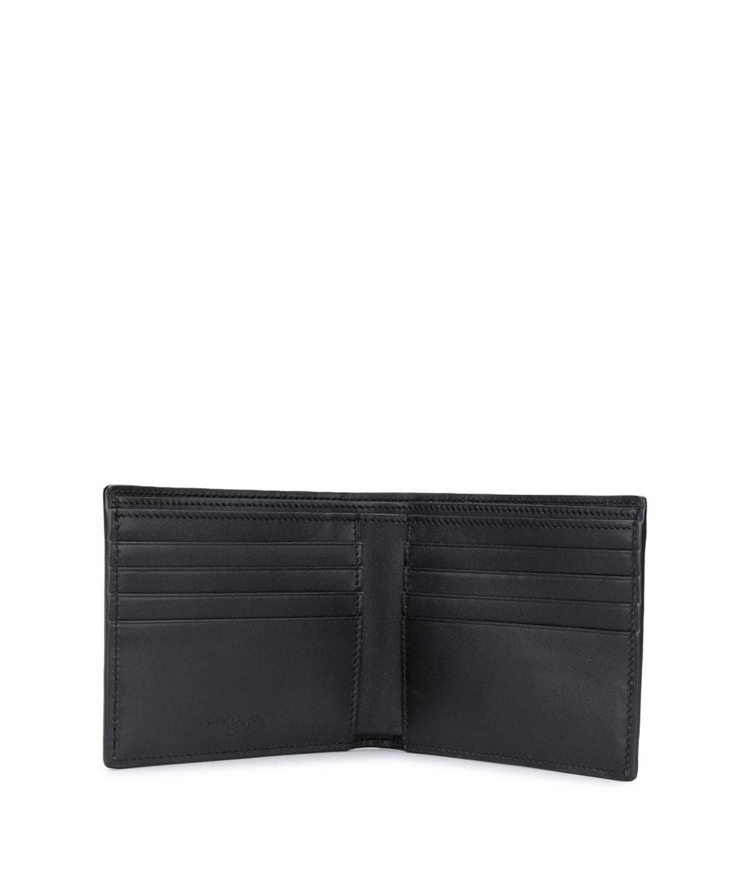 SAINT LAURENT Черный кожаный кошелек, фото 3