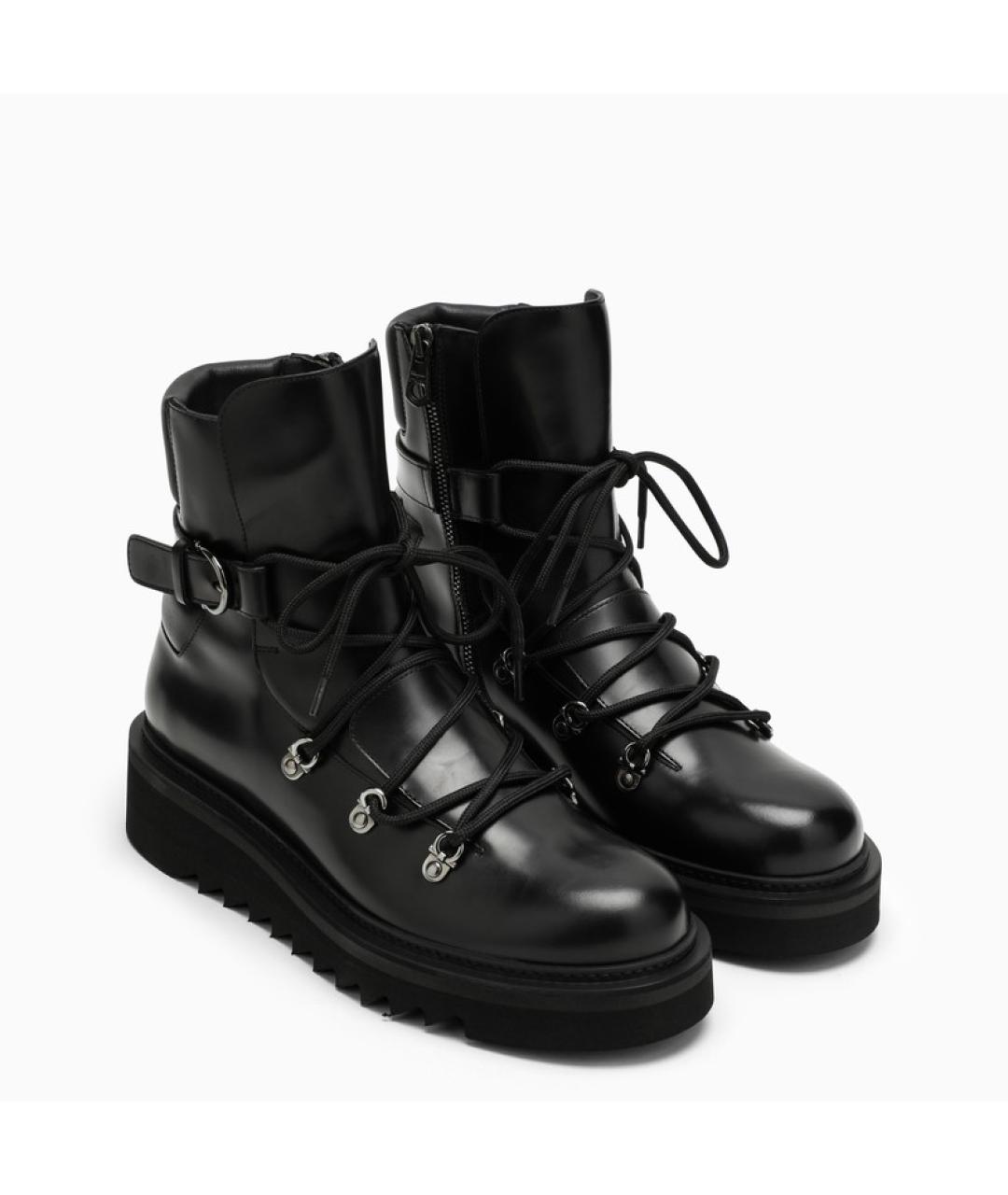 FERRAGAMO Черные кожаные ботинки, фото 2