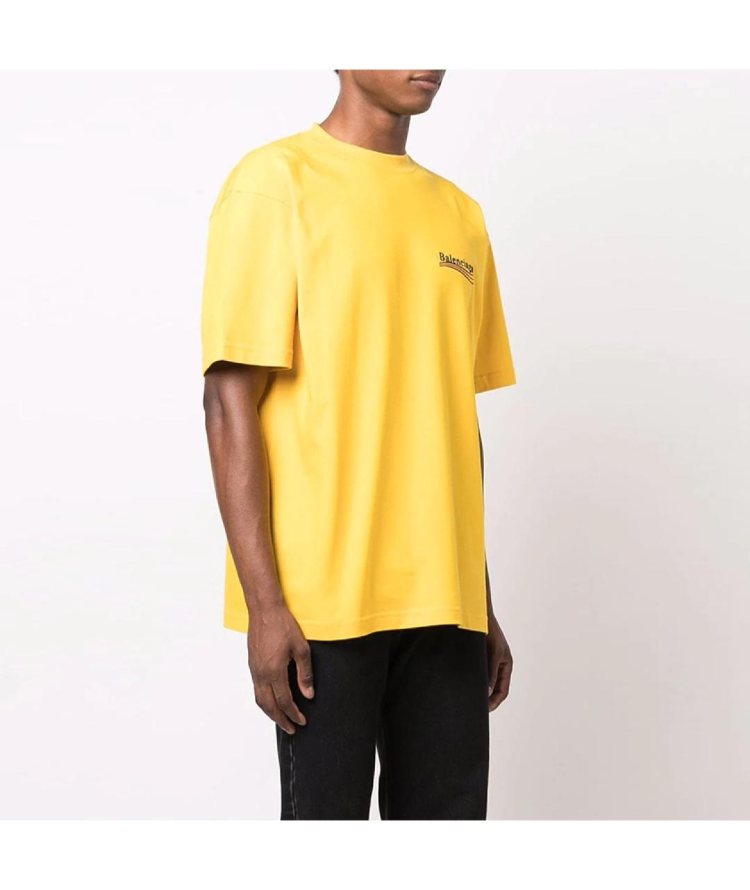 BALENCIAGA Желтая хлопковая футболка, фото 5