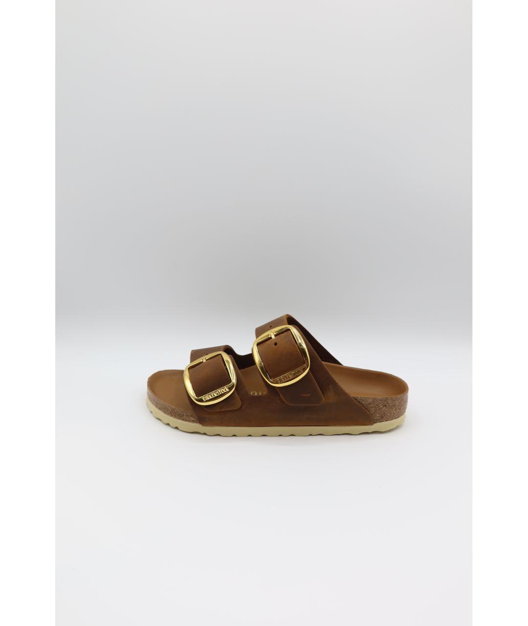 BIRKENSTOCK Коричневые кожаные сандалии, фото 6