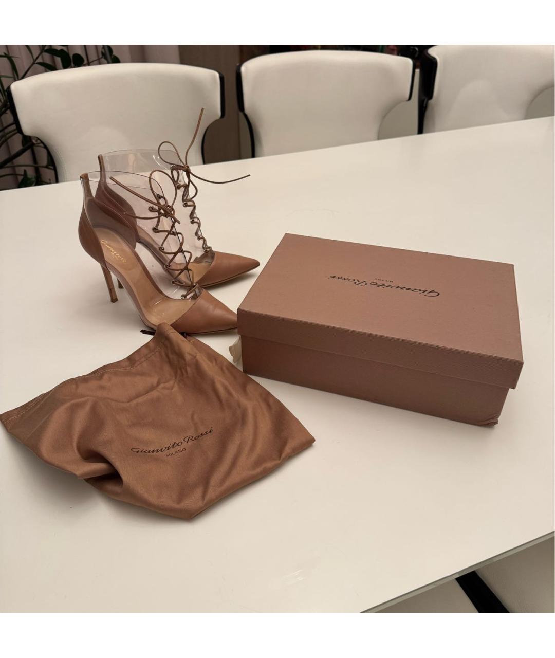 GIANVITO ROSSI Бежевые кожаные ботильоны, фото 7