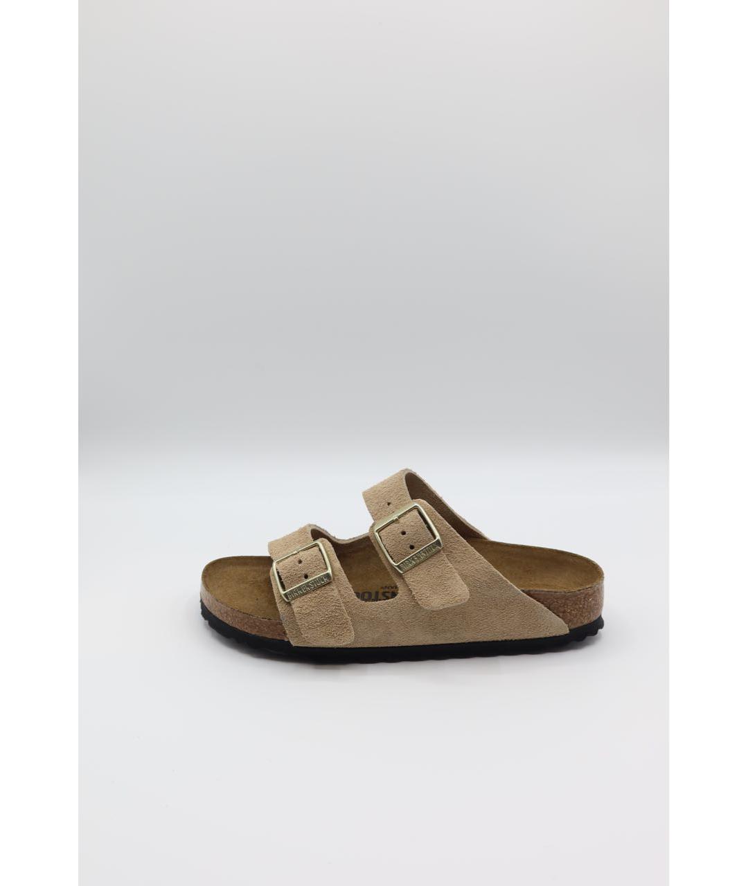 BIRKENSTOCK Бежевые замшевые сандалии, фото 5