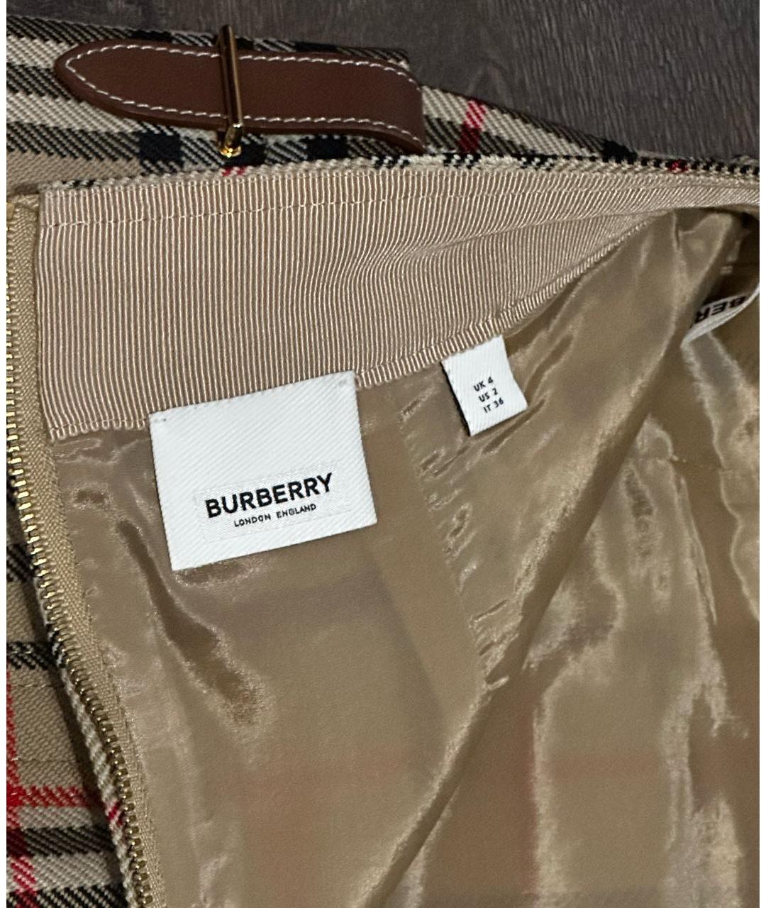 BURBERRY Мульти шерстяная юбка миди, фото 3