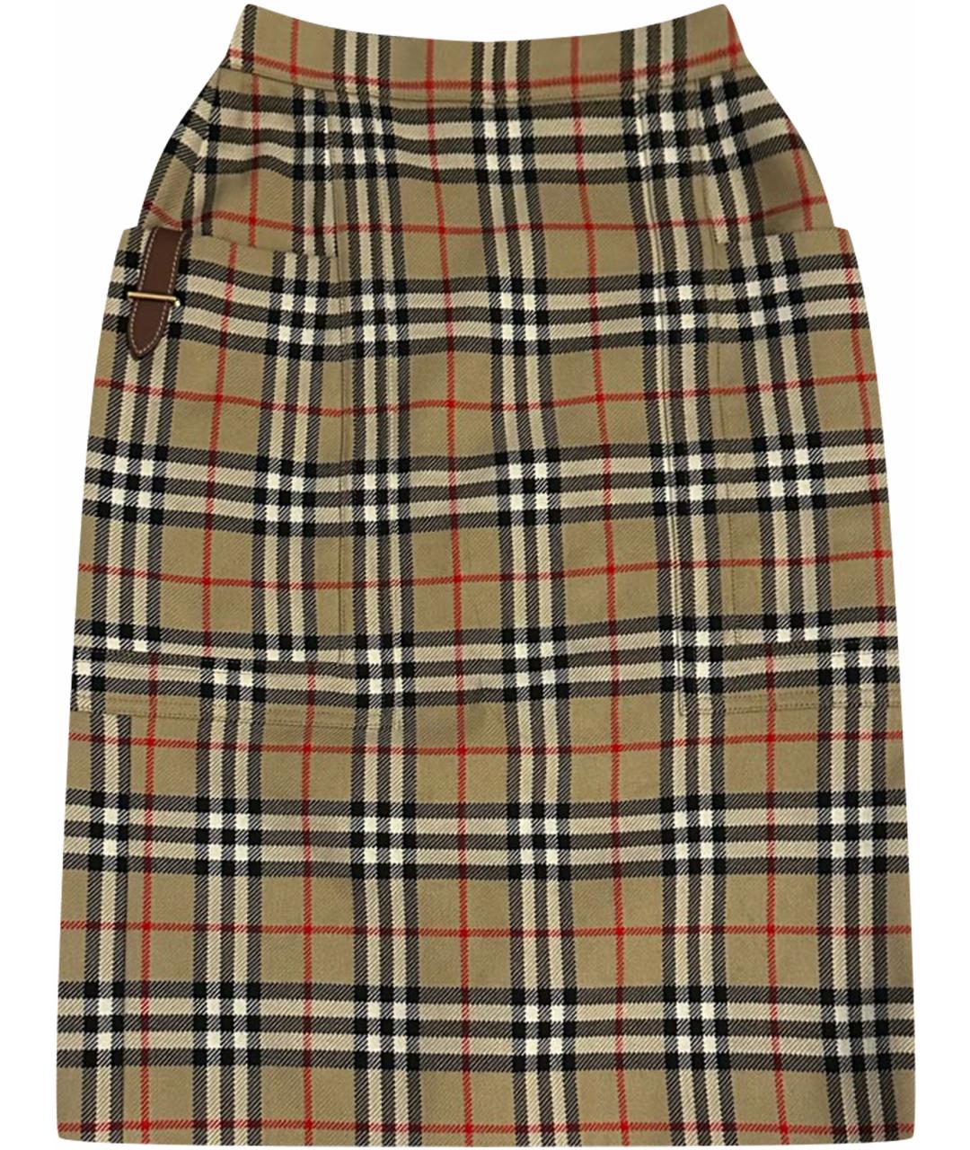 BURBERRY Мульти шерстяная юбка миди, фото 1