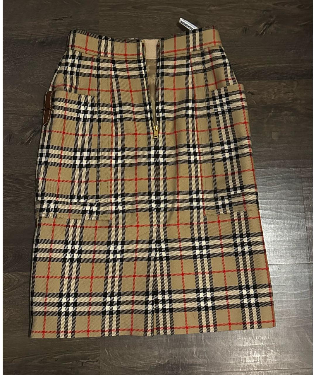 BURBERRY Мульти шерстяная юбка миди, фото 2