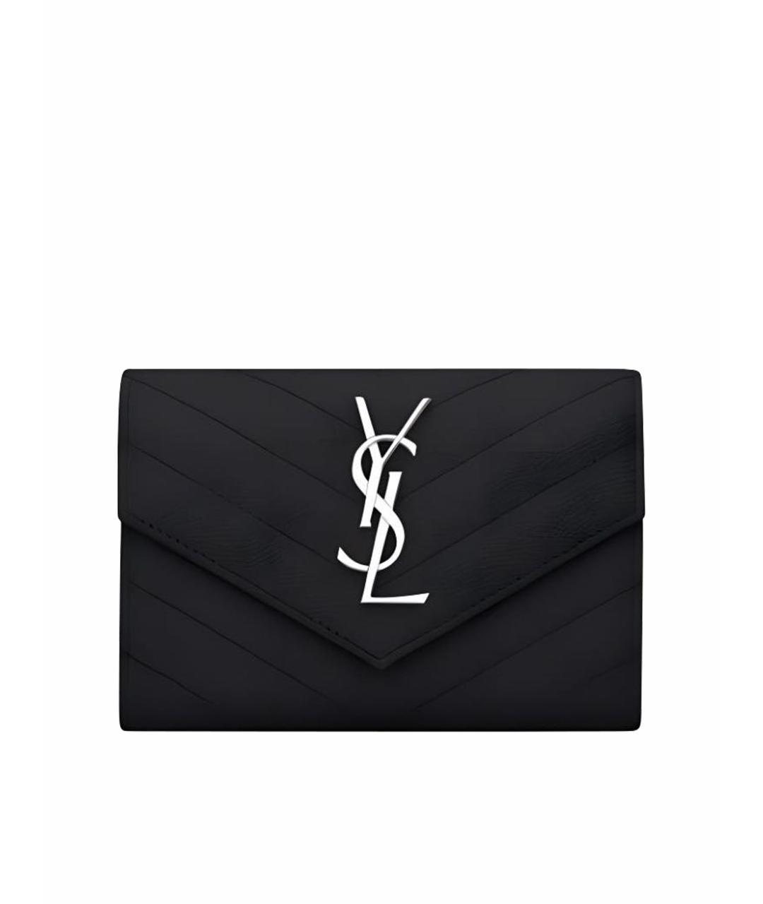 SAINT LAURENT Черный кожаный кошелек, фото 1