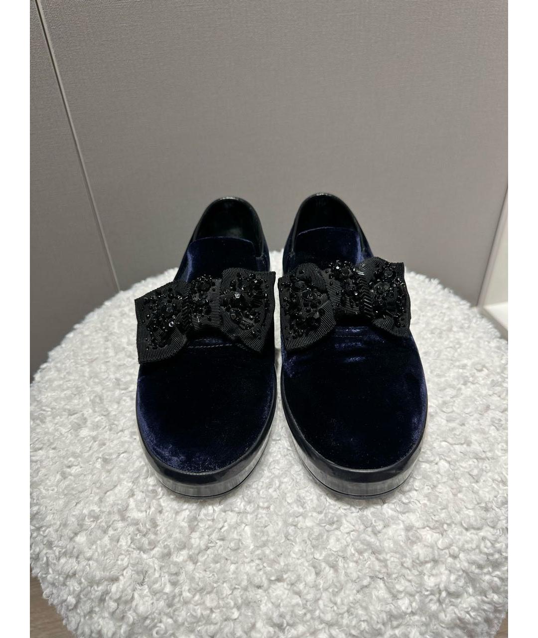 PRADA Темно-синие бархатные лоферы, фото 2
