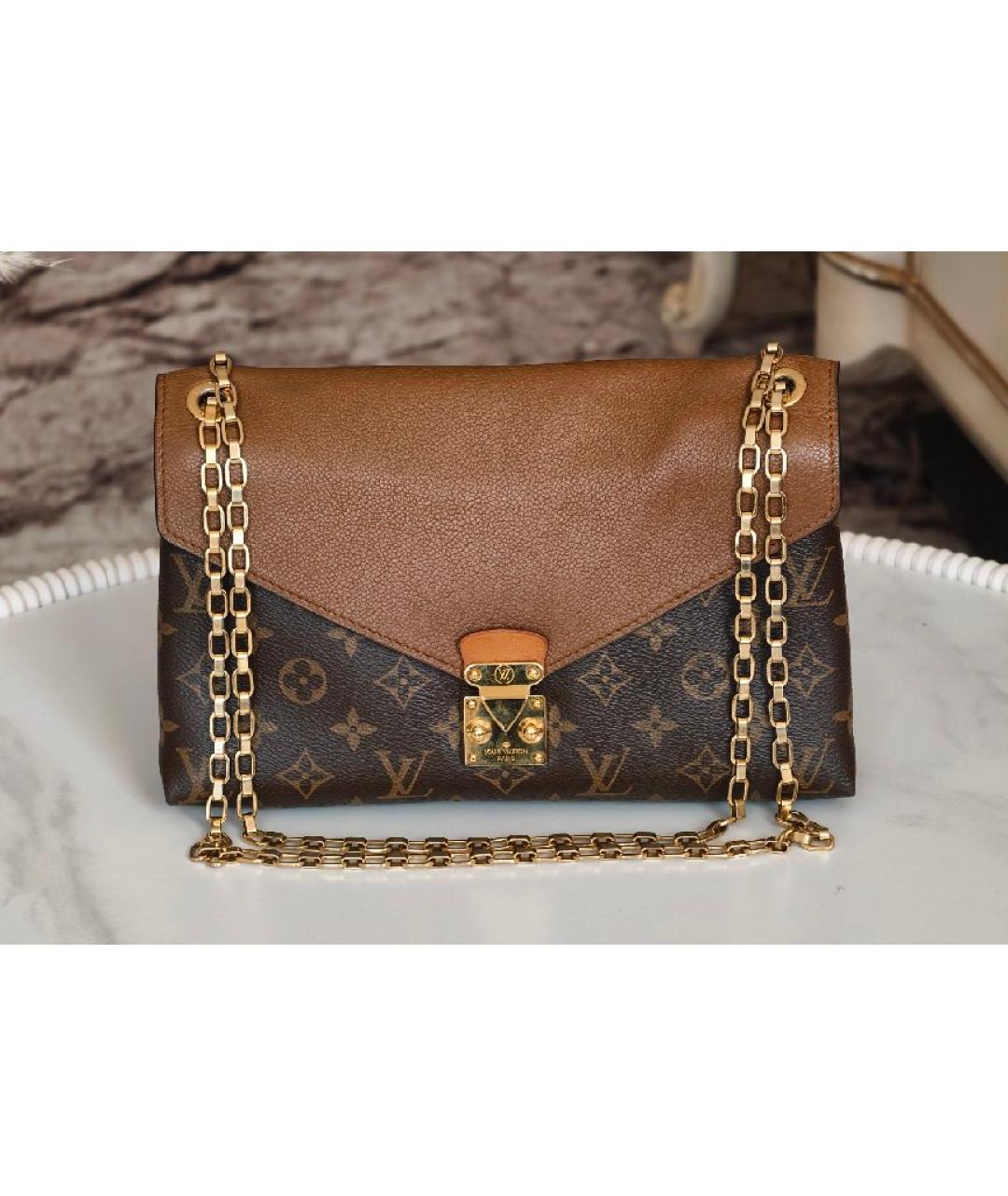 LOUIS VUITTON Коричневая кожаная сумка через плечо, фото 9