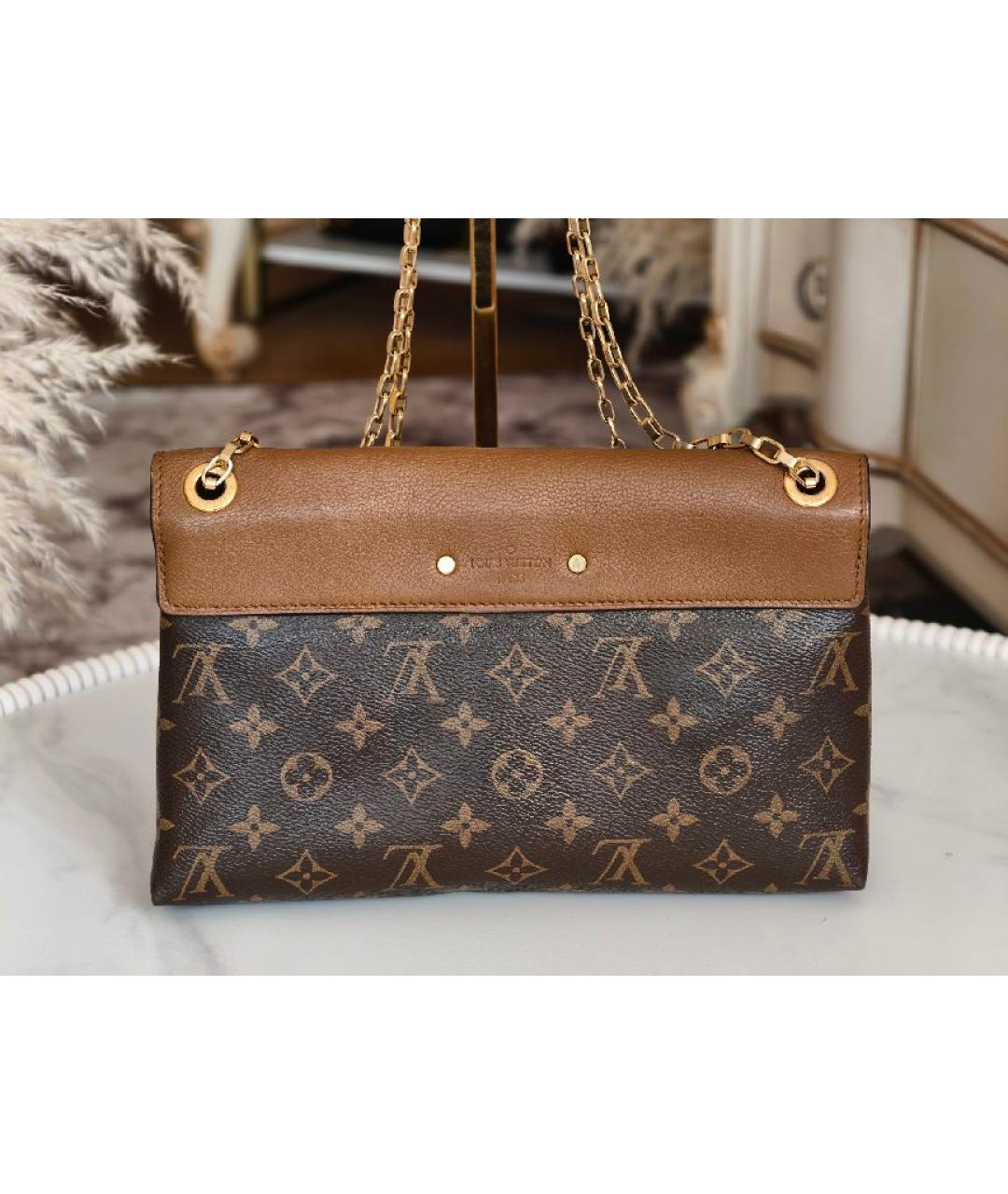 LOUIS VUITTON Коричневая кожаная сумка через плечо, фото 3