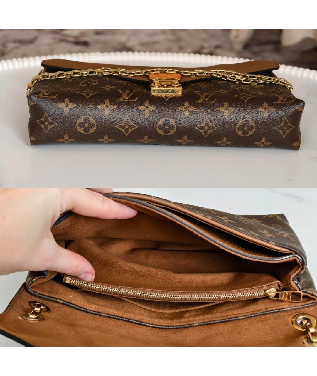 LOUIS VUITTON Коричневая кожаная сумка через плечо, фото 7