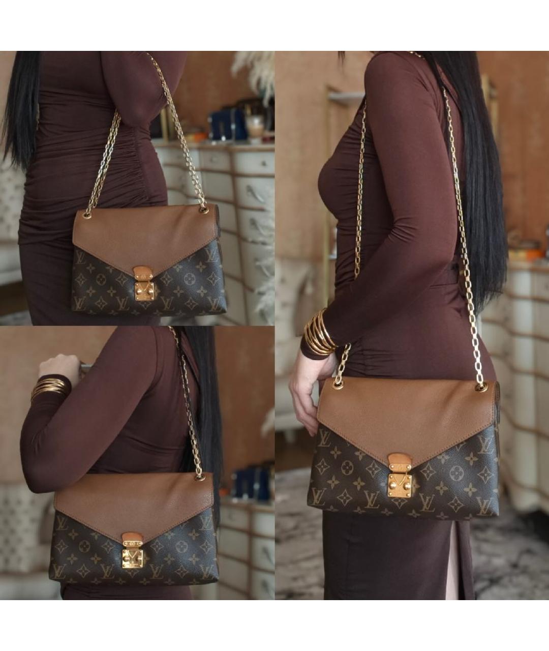 LOUIS VUITTON Коричневая кожаная сумка через плечо, фото 4