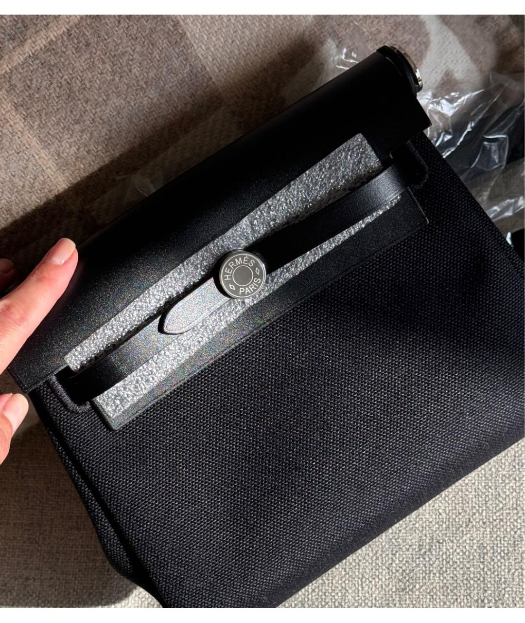 HERMES Черная тканевая сумка через плечо, фото 4
