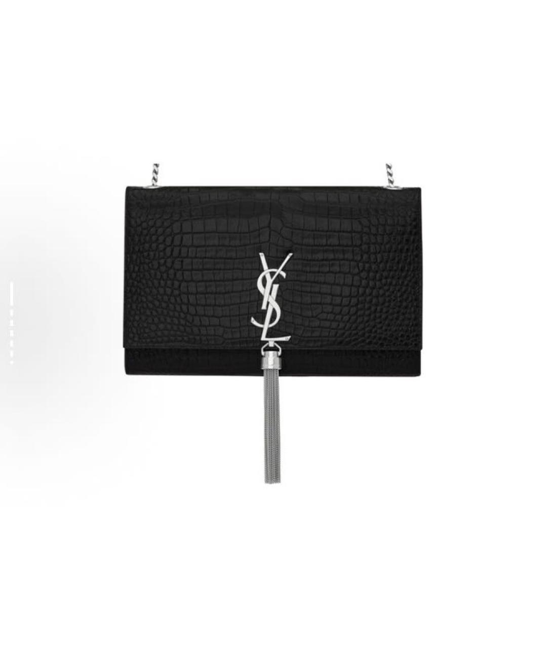 SAINT LAURENT Черная кожаная сумка через плечо, фото 6