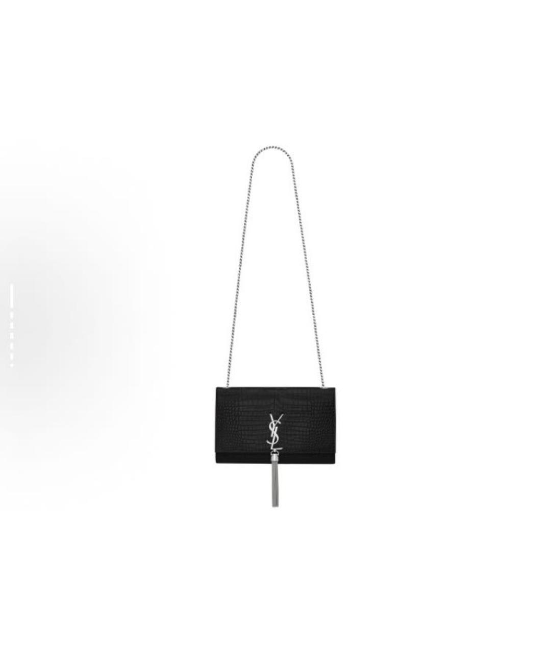 SAINT LAURENT Черная кожаная сумка через плечо, фото 8