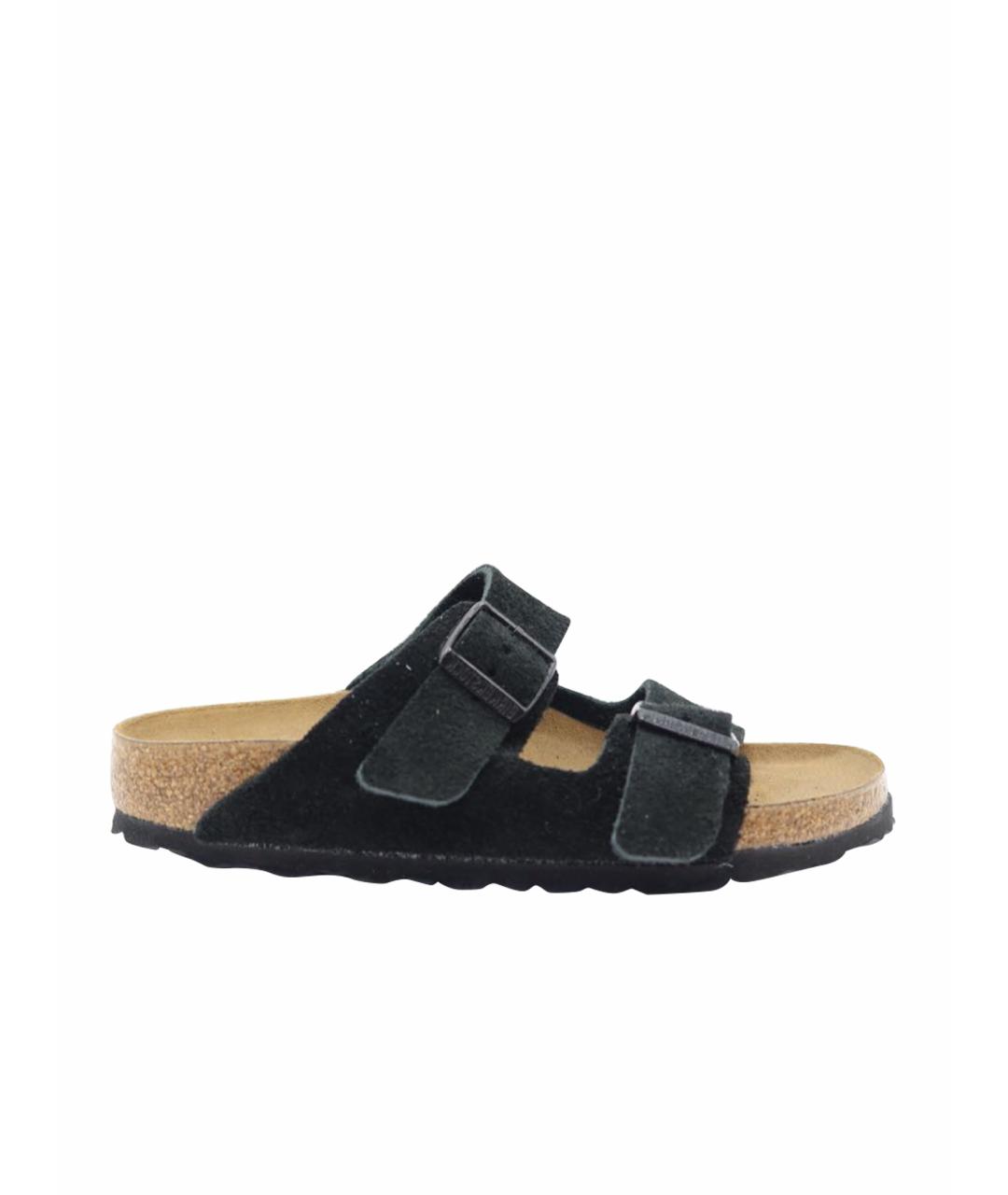 BIRKENSTOCK Черные замшевые шлепанцы, фото 1