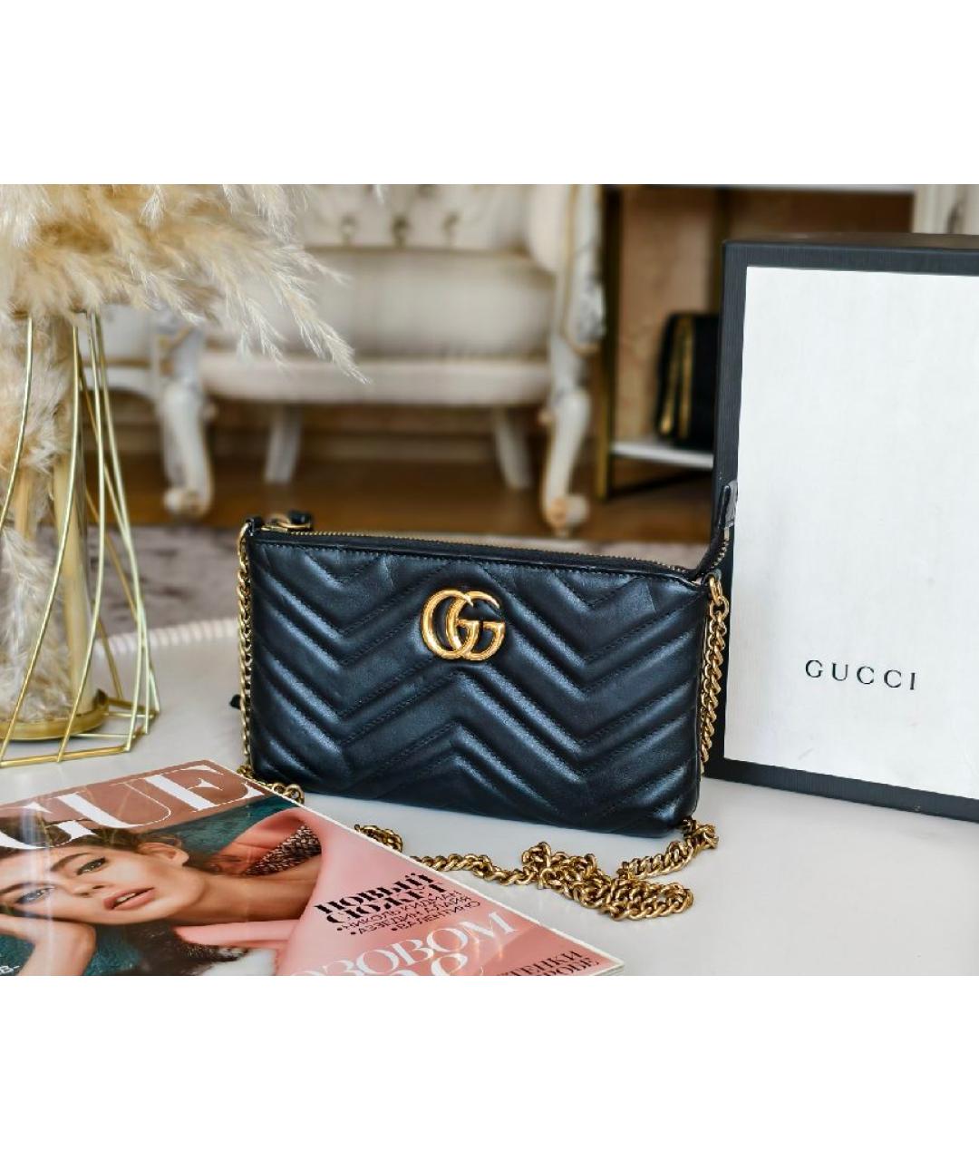 GUCCI Черная кожаная сумка через плечо, фото 2