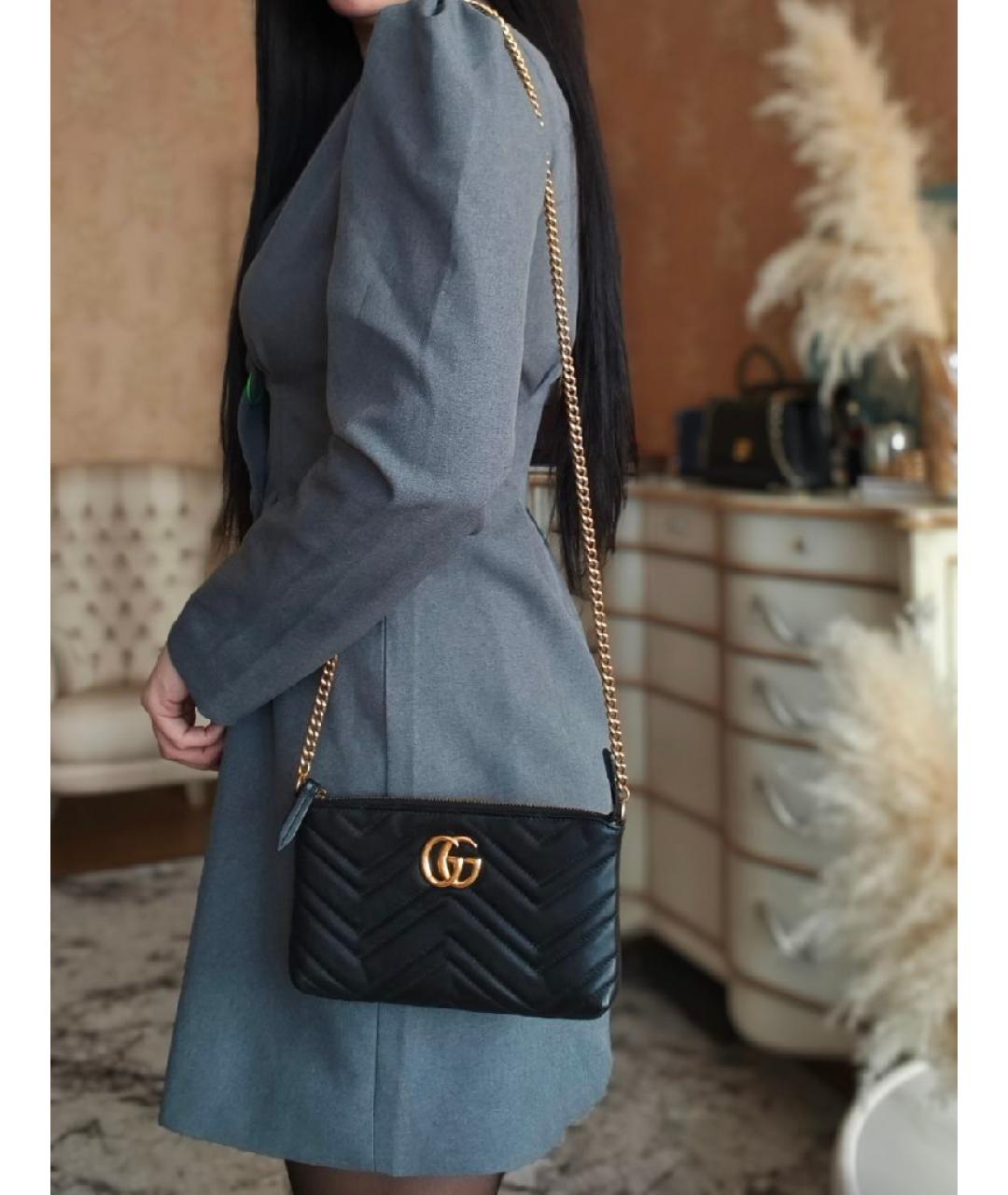 GUCCI Черная кожаная сумка через плечо, фото 4