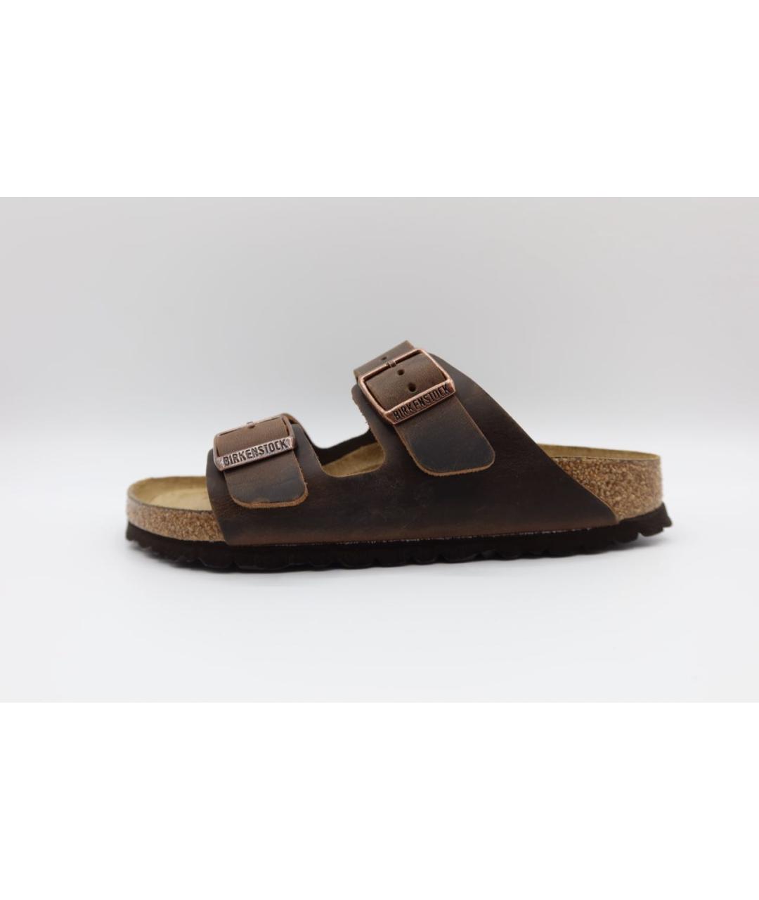 BIRKENSTOCK Коричневые кожаные шлепанцы, фото 5