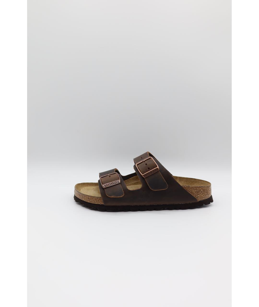 BIRKENSTOCK Коричневые кожаные шлепанцы, фото 2