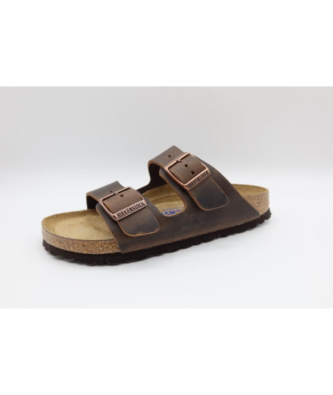 BIRKENSTOCK Коричневые кожаные шлепанцы, фото 3