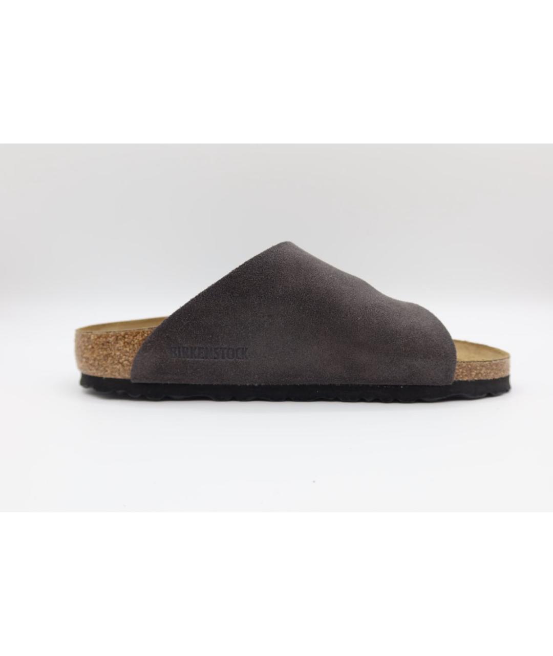 BIRKENSTOCK Антрацитовые замшевые шлепанцы, фото 4