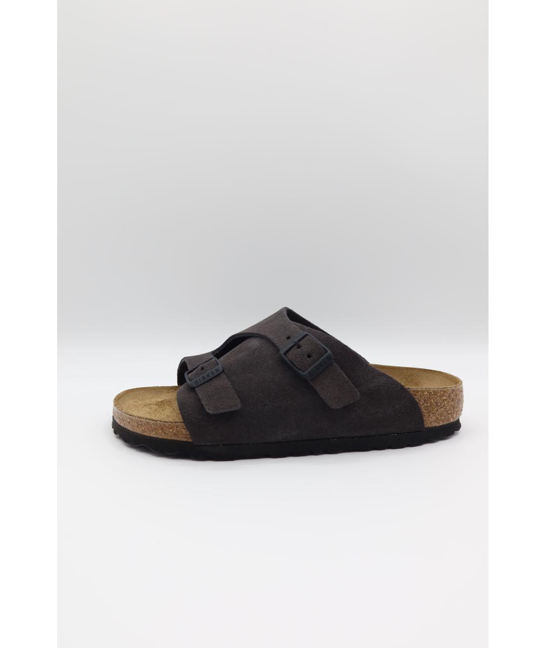 BIRKENSTOCK Антрацитовые замшевые шлепанцы, фото 5