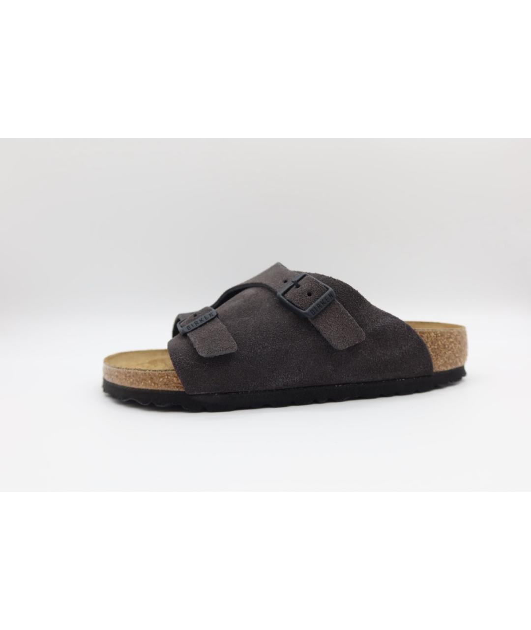 BIRKENSTOCK Антрацитовые замшевые шлепанцы, фото 2