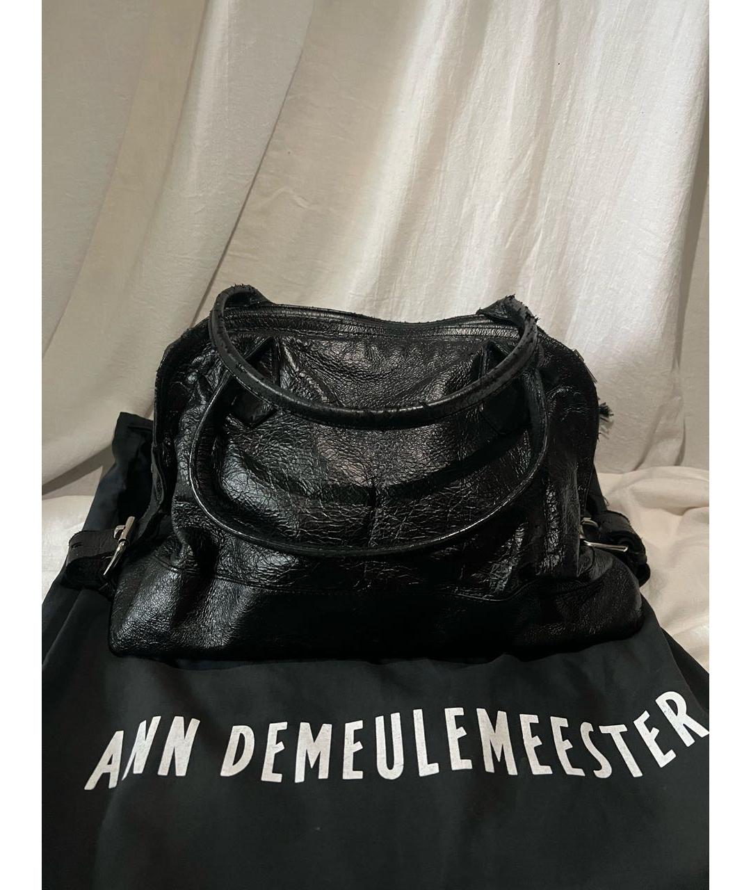 ANN DEMEULEMEESTER Черная кожаная сумка тоут, фото 2