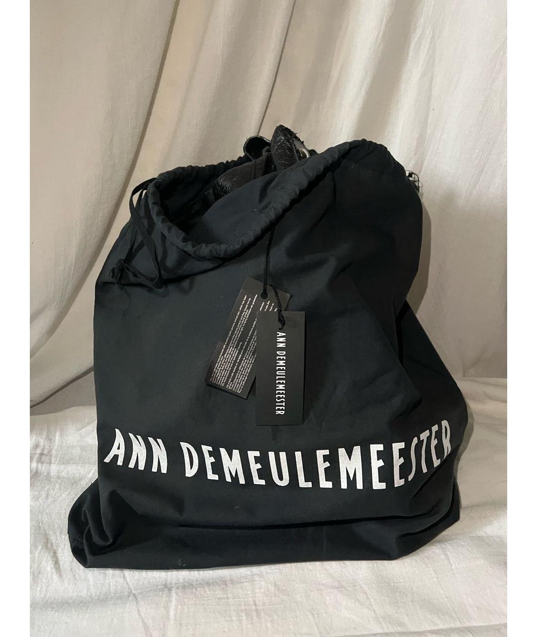 ANN DEMEULEMEESTER Черная кожаная сумка тоут, фото 6