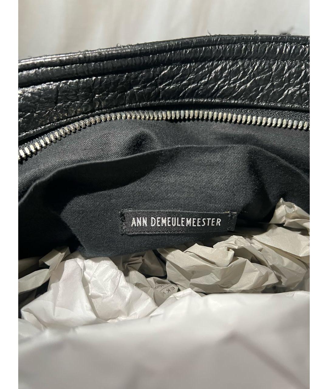 ANN DEMEULEMEESTER Черная кожаная сумка тоут, фото 5