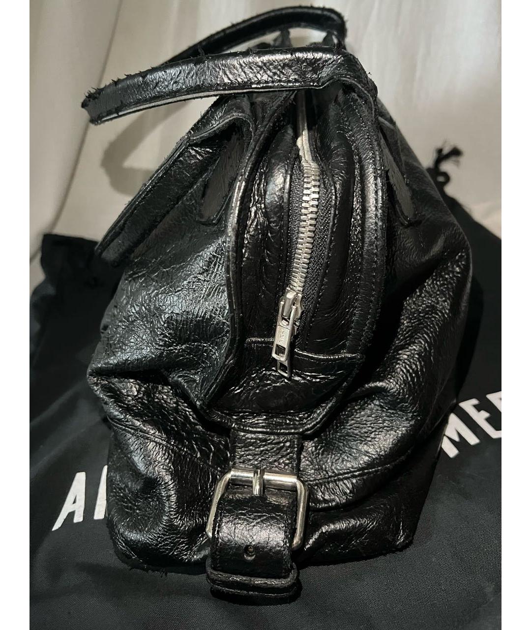 ANN DEMEULEMEESTER Черная кожаная сумка тоут, фото 4