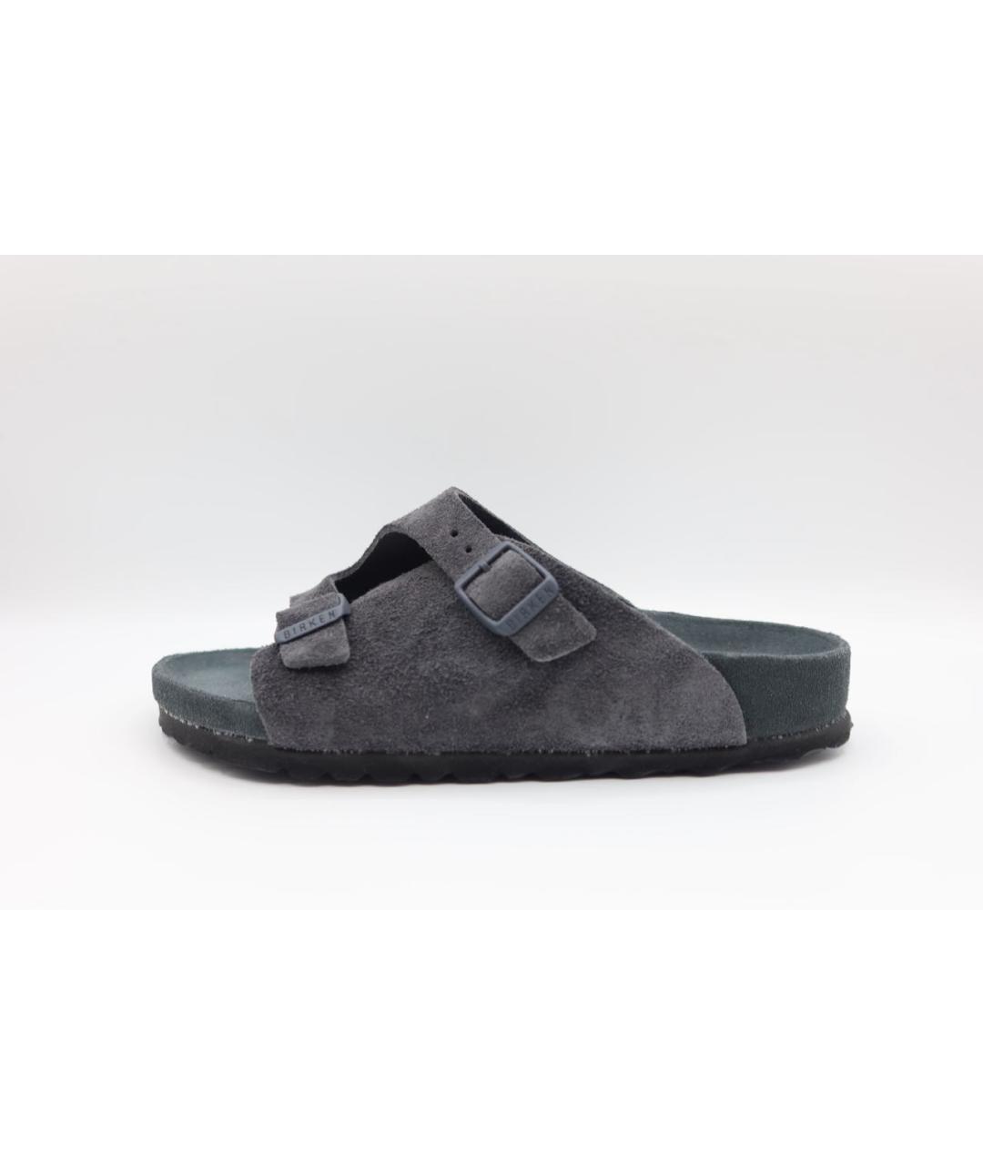BIRKENSTOCK Антрацитовые замшевые шлепанцы, фото 5