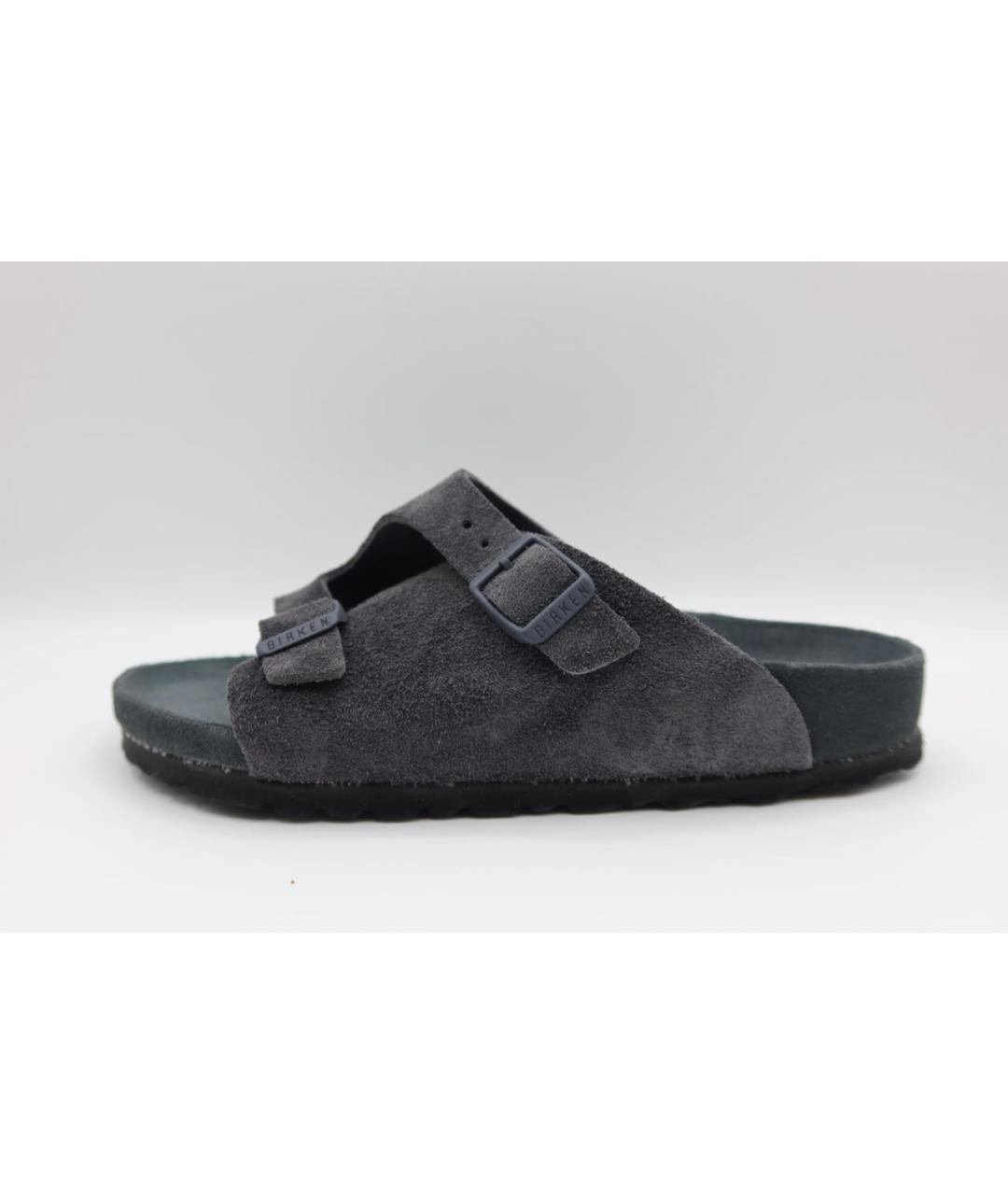 BIRKENSTOCK Антрацитовые замшевые шлепанцы, фото 3