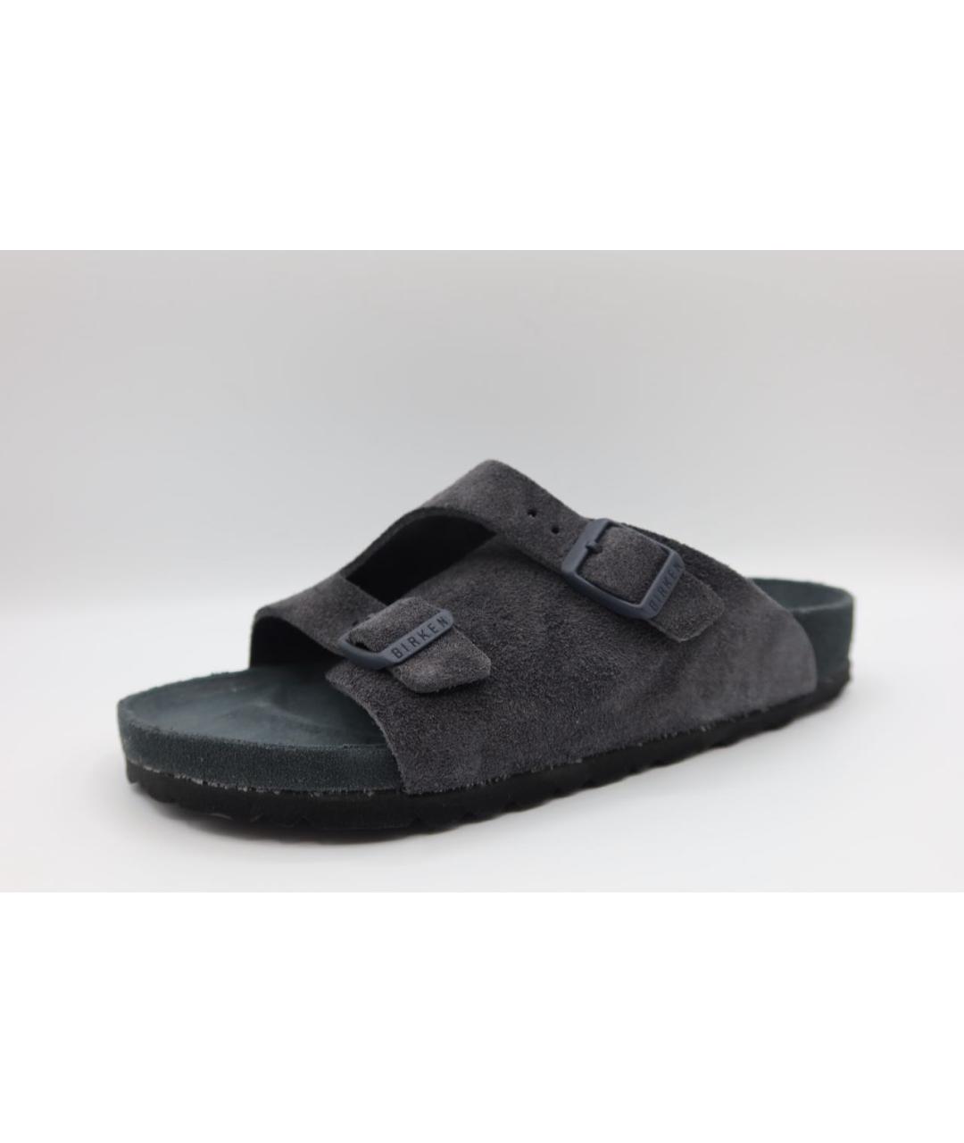BIRKENSTOCK Антрацитовые замшевые шлепанцы, фото 2