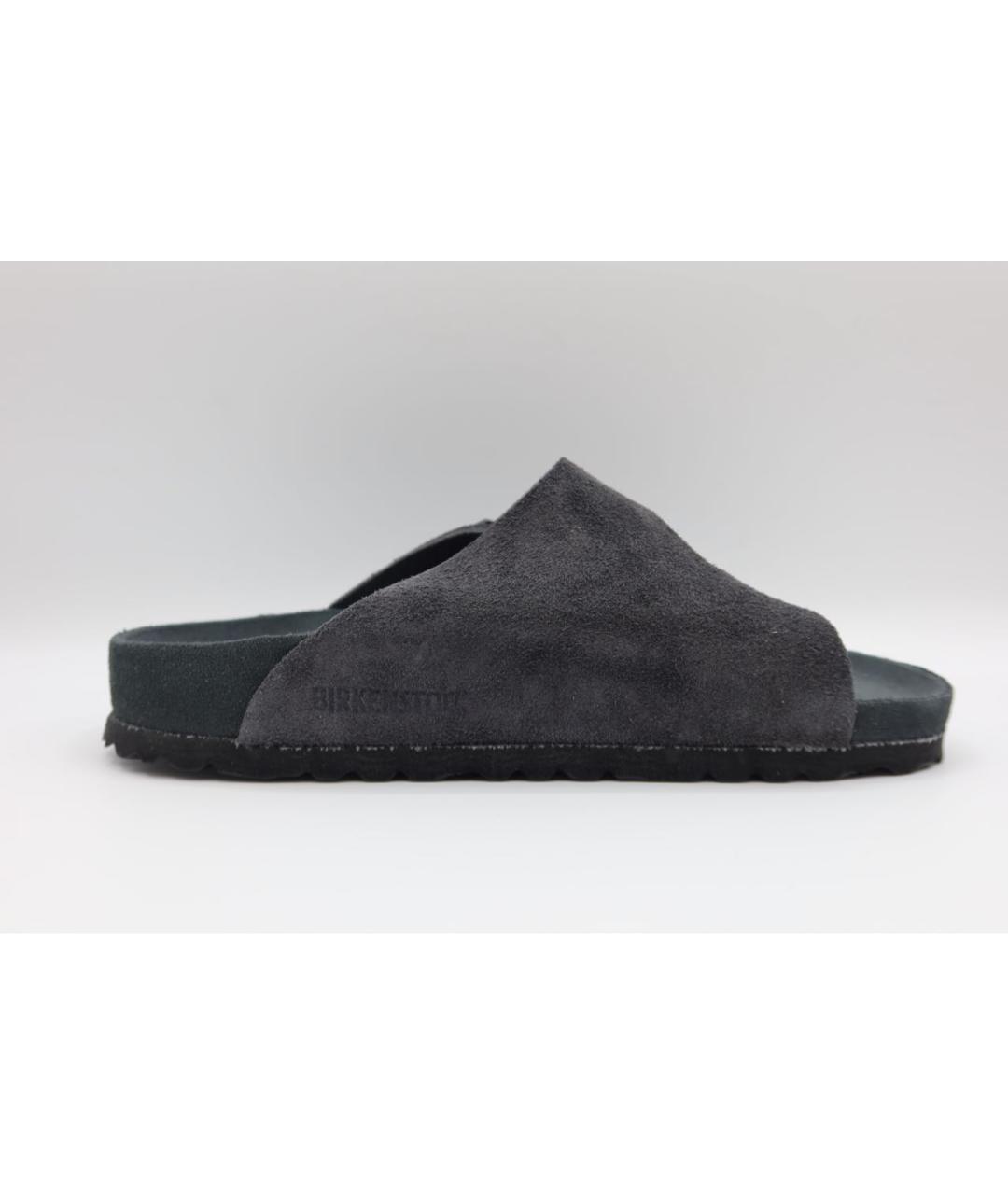 BIRKENSTOCK Антрацитовые замшевые шлепанцы, фото 4