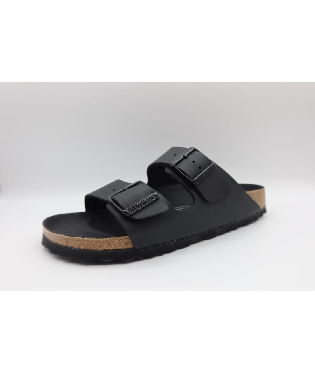 BIRKENSTOCK Черные кожаные шлепанцы, фото 3