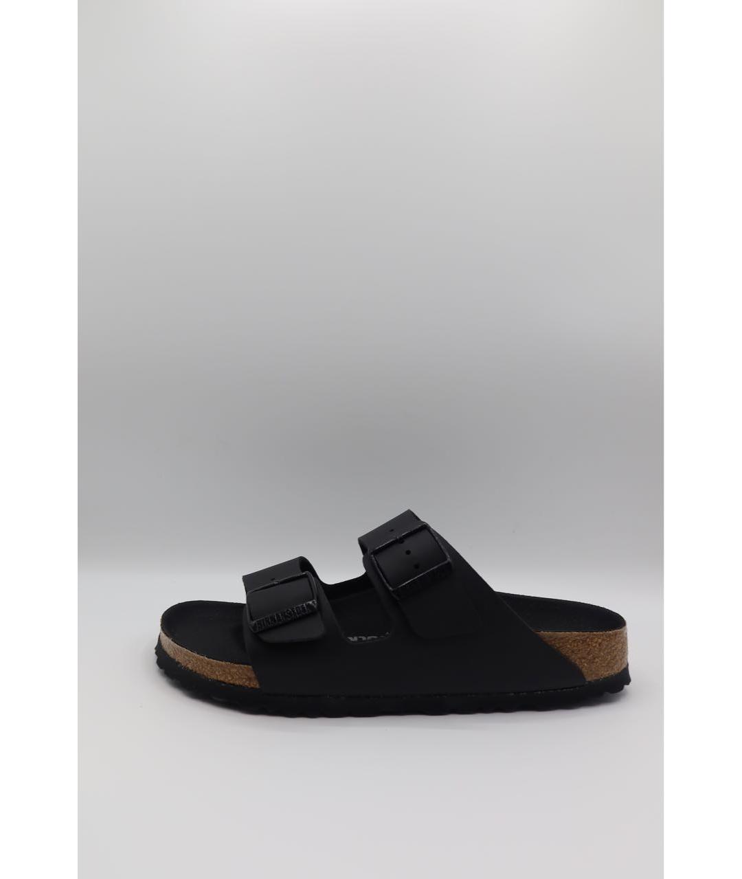 BIRKENSTOCK Черные кожаные шлепанцы, фото 2