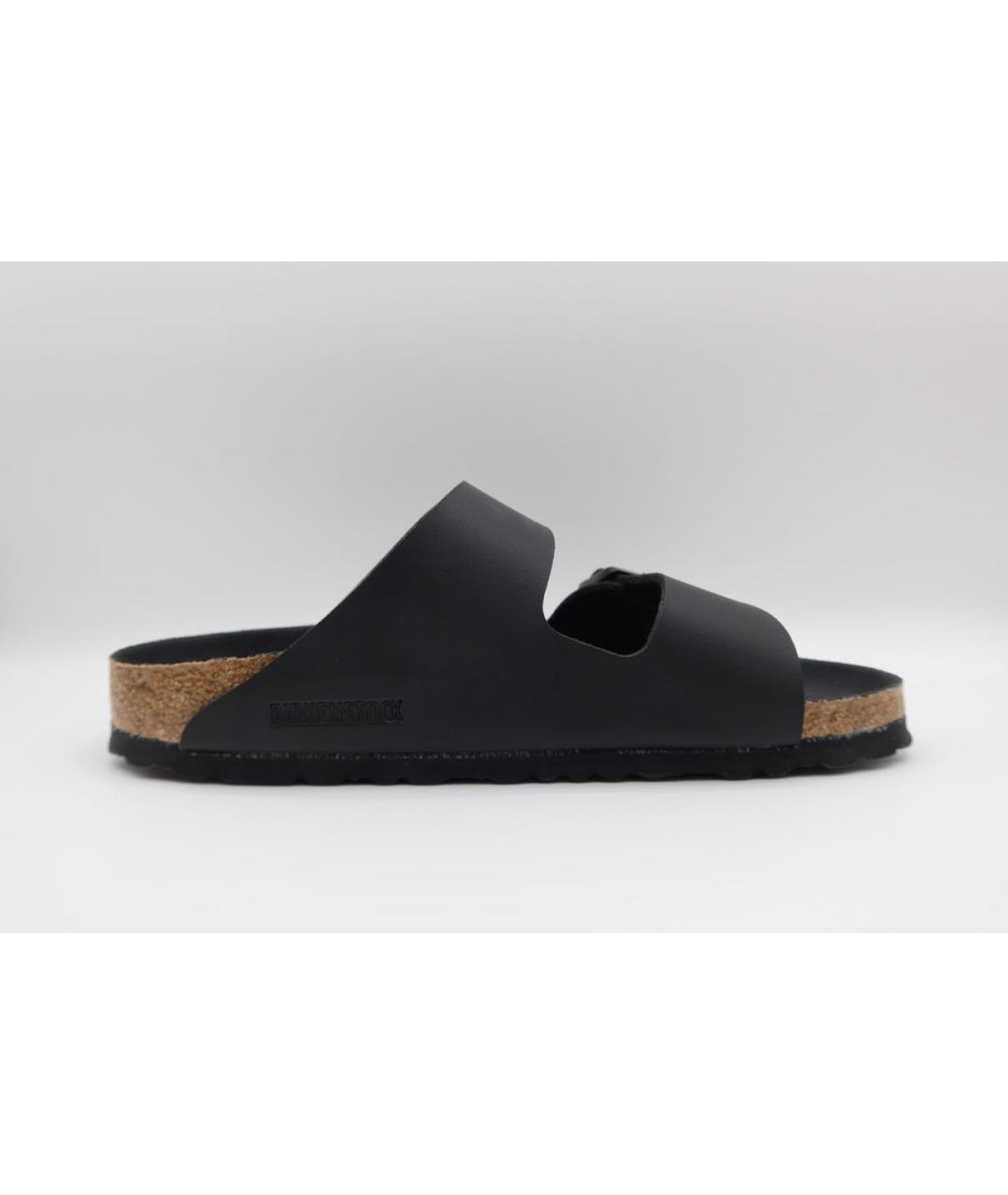 BIRKENSTOCK Черные кожаные шлепанцы, фото 4