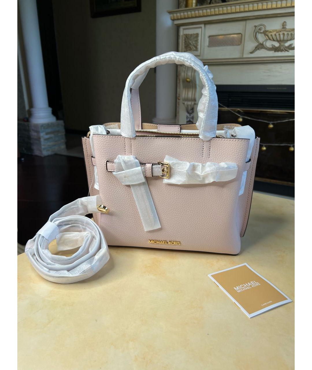 MICHAEL KORS Розовая кожаная сумка с короткими ручками, фото 8