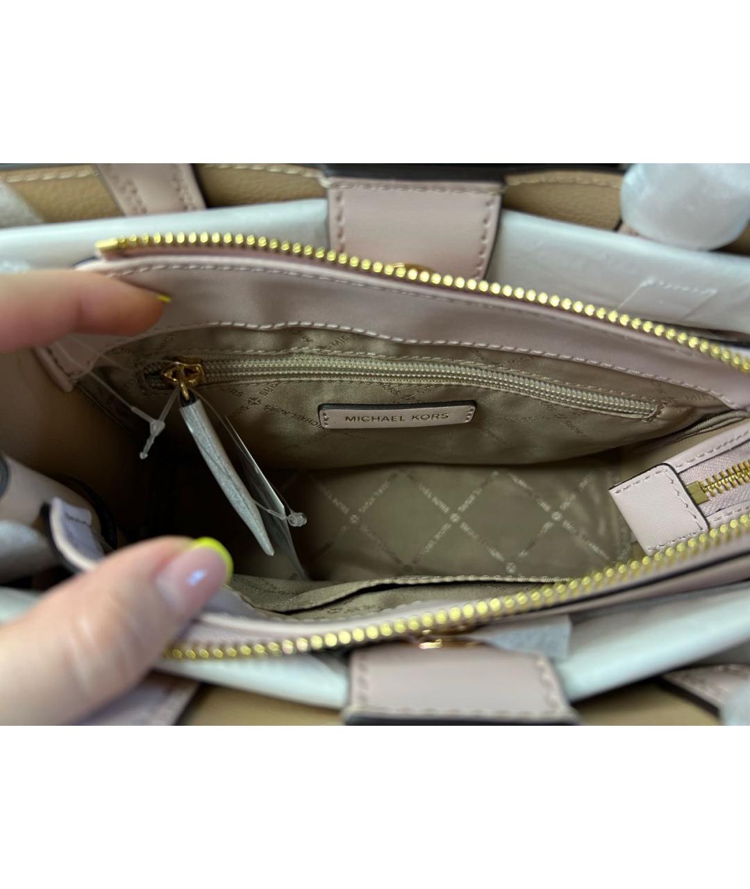 MICHAEL KORS Розовая кожаная сумка с короткими ручками, фото 5