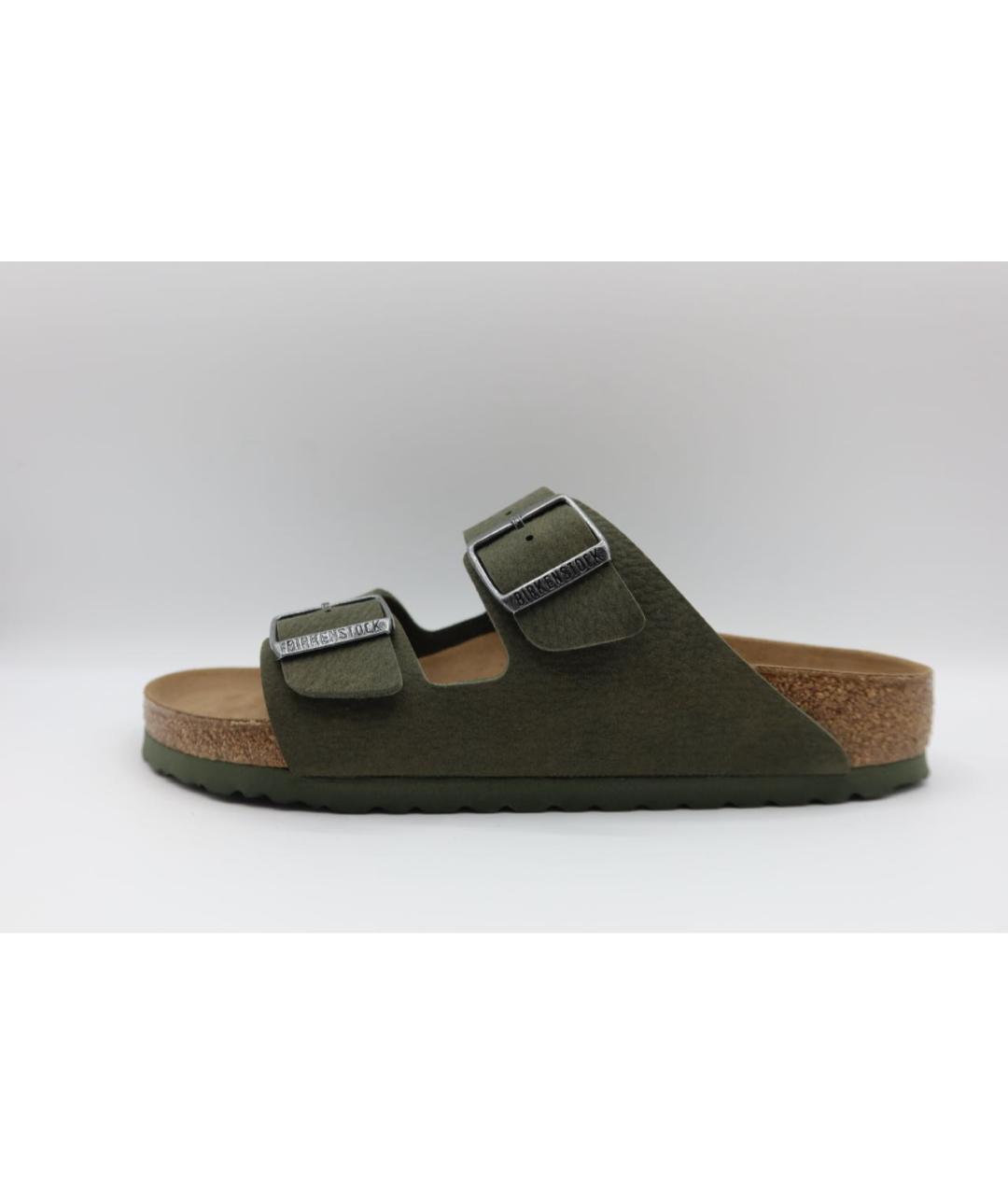 BIRKENSTOCK Хаки замшевые шлепанцы, фото 3