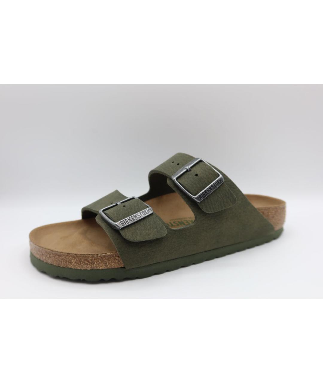 BIRKENSTOCK Хаки замшевые шлепанцы, фото 4