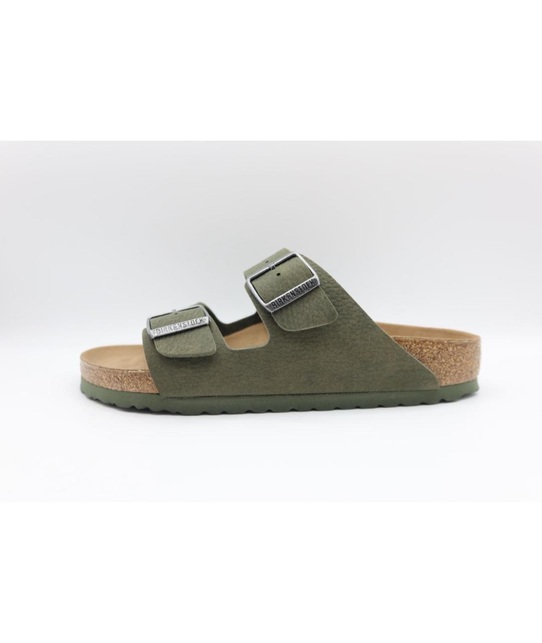BIRKENSTOCK Хаки замшевые шлепанцы, фото 2