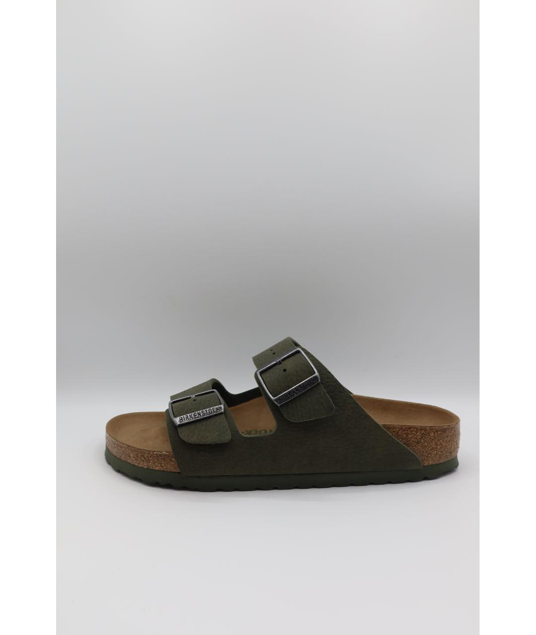BIRKENSTOCK Хаки замшевые шлепанцы, фото 6