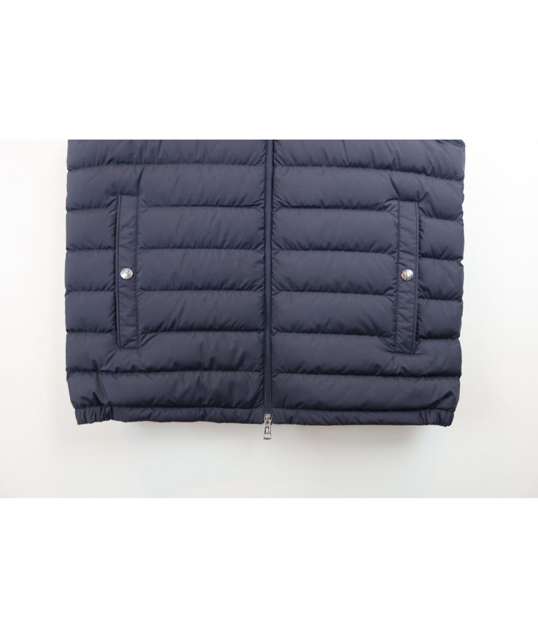MONCLER Темно-синий меховой жилет, фото 2