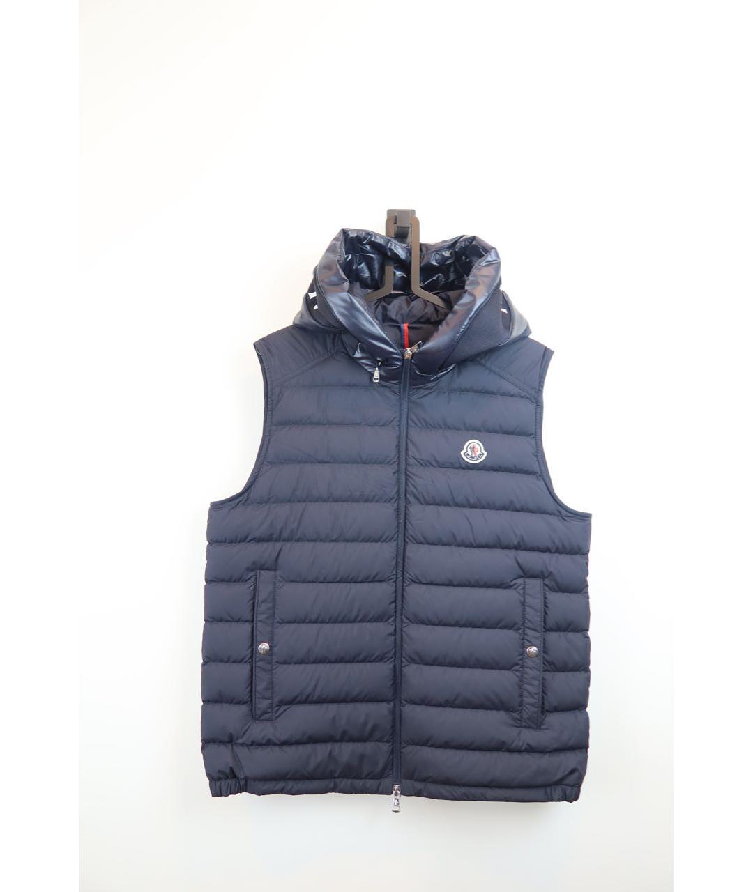 MONCLER Темно-синий меховой жилет, фото 3